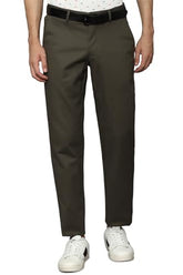 Louis Philippe Men Brown Slim Fit Solid Flat Front Formal Trousers