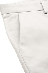 Men Cream Slim Fit Solid Flat Front Formal Trousers