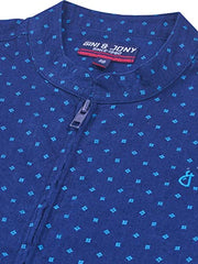 Gini & Jony Boys Blue Printed Cotton Denim Full Sleeves Shirt 13-14 Years