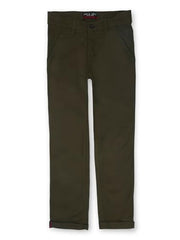 Gini and Jony Boys Olive Solid Cotton Fixed Waist Trouser 9-10 Years
