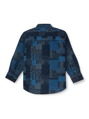 Gini and Jony Boys Navy Blue Patch Print Woven Full Sleeves Shirt 3-4 Years