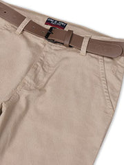 Gini and Jony Boys Khaki Solid Textured Cotton Fixed Waist Trouser 4-5 Years