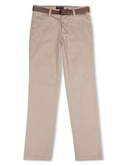 Gini and Jony Boys Khaki Solid Textured Cotton Fixed Waist Trouser 4-5 Years