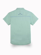 Gini and Jony Boys Green Solid Cotton Shirt Half Sleeves