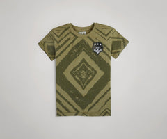 Gini & Jony Boys Green Cotton Abstract Print Crew Neck Half Sleeve T-Shirt 5-6 Years