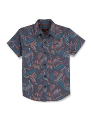 Gini & Jony Boys Grey Cotton Printed Collared Neck Half Sleeve Shirt 9-10 Years