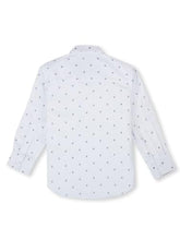 Gini & Jony Boys White Cotton Abstract Print Collared Neck Long Sleeve Shirt 7-8 Years