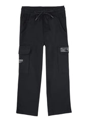 Gini and Jony Boys Black Typographic Print Cotton Elasticated Trouser 8-9 Years