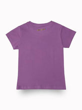 Gini & Jony Girls Purple Cotton Printed Crew Neck Half Sleeve Top 7-8 Years