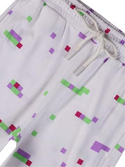 Gini and Jony Girls White Pixel Print Cotton Elasticated Track Pant 6-7 Years