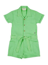Gini and Jony Girls Green Solid Cotton Half Sleeves Jumpsuit 3-4 Years