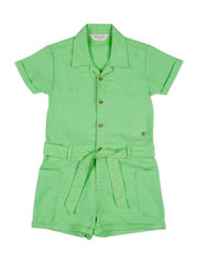 Gini and Jony Girls Green Solid Cotton Half Sleeves Jumpsuit 3-4 Years