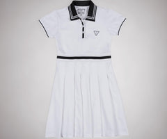 Gini and Jony Girls White Color Block Cotton Half Sleeves Dress 3-4 Years