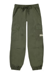 Gini and Jony Boys Olive Solid Cotton Elasticated Trouser 6-7 Years - Goyalsons ShopMax