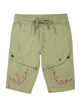 Gini and Jony Girls Green Embroidery Cotton Elasticated Pedal Pusher 9-10 Years