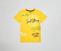 Gini and Jony Boys Yellow Graphic Print Cotton Half Sleeves T-Shirt 9-10 Years