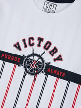 Gini and Jony Boys White Stripes Cotton Half Sleeves T-Shirt 4-5 Years