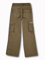 Gini and Jony Boys Khaki Typographic Print Cotton Elasticated Trouser 9-10 Years