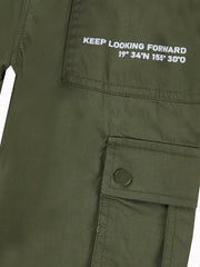 Gini and Jony Boys Green Typographic Print Cotton Elasticated Trouser 4-5 Years