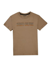 Gini and Jony Boys Brown Typographic Print Cotton Half Sleeves T-Shirt 5-6 Years