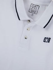 Gini and Jony Boys White Brand Logo Cotton Half Sleeves Polo T-Shirt 7-8 Years