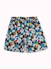 Gini and Jony Boys Blue Geometric Print Cotton Elasticated Boxer Shorts 4-5 Years