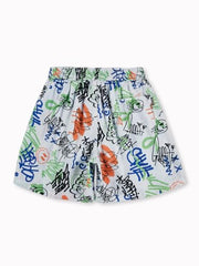 Gini and Jony Boys White Graffiti Print Cotton Elasticated Boxer Shorts 11-12 Years