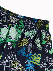 Gini and Jony Boys Blue Graffiti Print Cotton Elasticated Boxer Shorts 9-10 Years