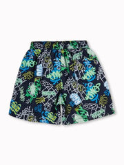 Gini and Jony Boys Blue Graffiti Print Cotton Elasticated Boxer Shorts 9-10 Years
