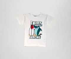 Gini and Jony Boys White Graphic Print Cotton Half Sleeves T-Shirt 5-6 Years