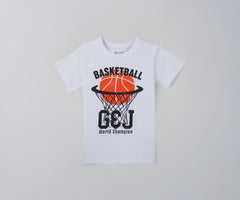 Gini and Jony Boys White Graphic Print Cotton Half Sleeves T-Shirt 4-5 Years