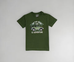 Gini and Jony Boys Dark Green Graphic Print Cotton Half Sleeves T-Shirt 4-5 Years