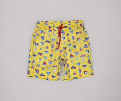 Gini and Jony Boys Yellow Conversational Print Cotton Elasticated Bermuda 3-4 Years
