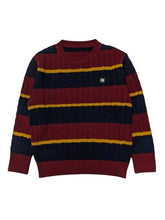 Gini and Jony Boys Navy Blue Stripes Acrylic Full Sleeves Sweater 9-10 Years