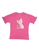 Gini and Jony Girls Pink Graphic Print Cotton Knits Top Half Sleeves 5-6 Years