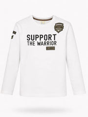 Boys White Typographic Print T-Shirts