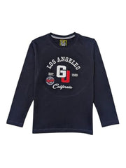 Gini and Jony Boys Navy Blue Graphic Print Cotton Full Sleeves T-Shirt 18-24 Months