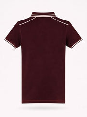 Boys Maroon Embroidered Polo T-Shirt