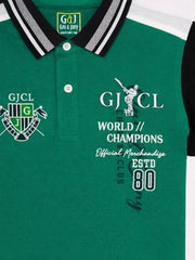 Boys Green Embroidered Polo T-Shirt