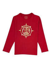 Gini and Jony Boys Red Metallic Print Cotton Full Sleeves T-Shirt 7-8 Years
