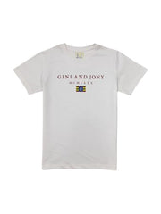 Gini and Jony boys white graphic print cotton half sleeve T-shirt for ages 4-5, casual upper wear with colorful design.