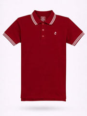 Boys Red Solid Half Sleeve Polo T-Shirt