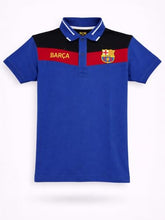 Boys Blue Color Block Half Sleeve Polo T-Shirt