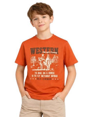 Gini and Jony Boys Red Graphic Cotton T-Shirt