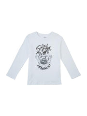 Gini and Jony Girls White Graphic Cotton Knits Top Full Sleeves 3-4 Years