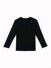 Gini and Jony girls black graphic cotton knit top with full sleeves for 3-4 years, casual and comfortable for kids.