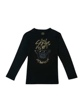 Black graphic cotton knit top for girls, full sleeves, Gini and Jony brand, suitable for 3-4 years old.