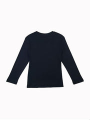 Gini and Jony girls navy blue graphic cotton knit top with full sleeves for ages 3-4, casual and comfortable style.