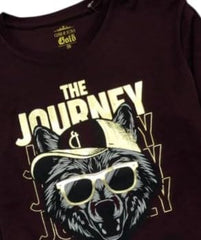 Gini and Jony Girls Maroon Graphic Cotton Knits Top Full Sleeves 3-4 Years