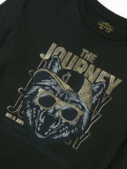 Gini and Jony Girls Olive Graphic Cotton Knits Top Full Sleeves 3-4 Years